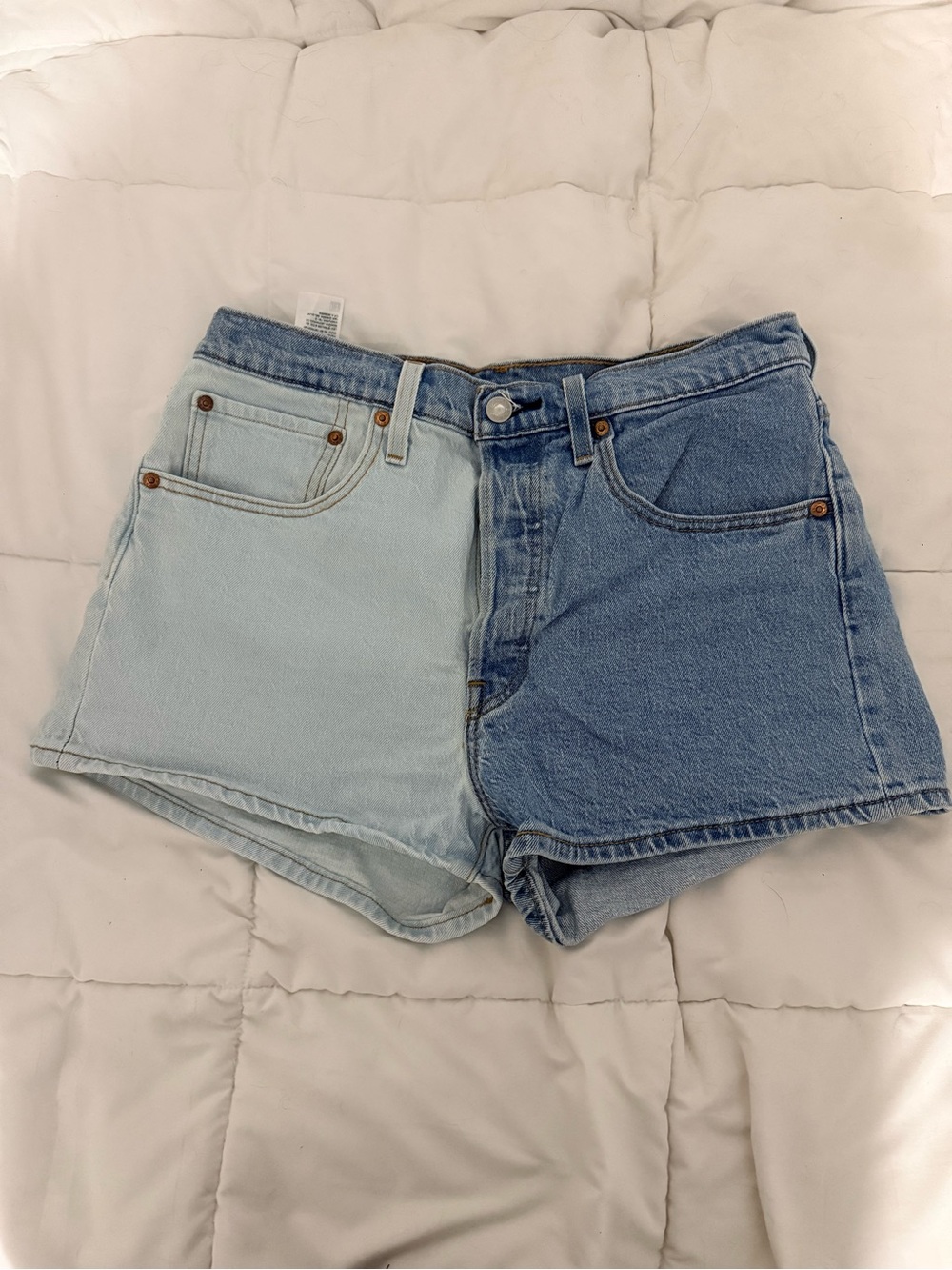 Levi's Two-Tone Light and Medium Blue Denim Shorts